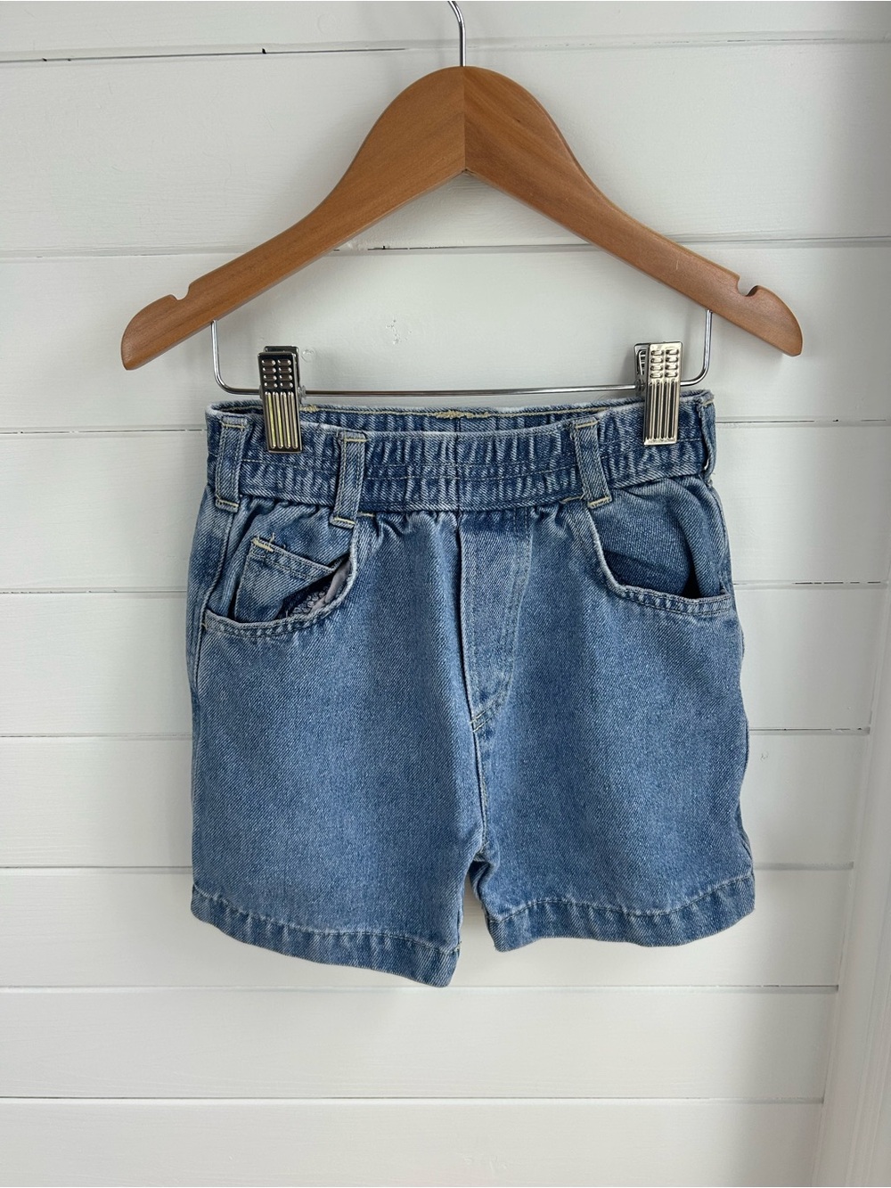 Vintage Environments Kids 4T Denim Shorts Elastic Waist Belt 90s Y2K